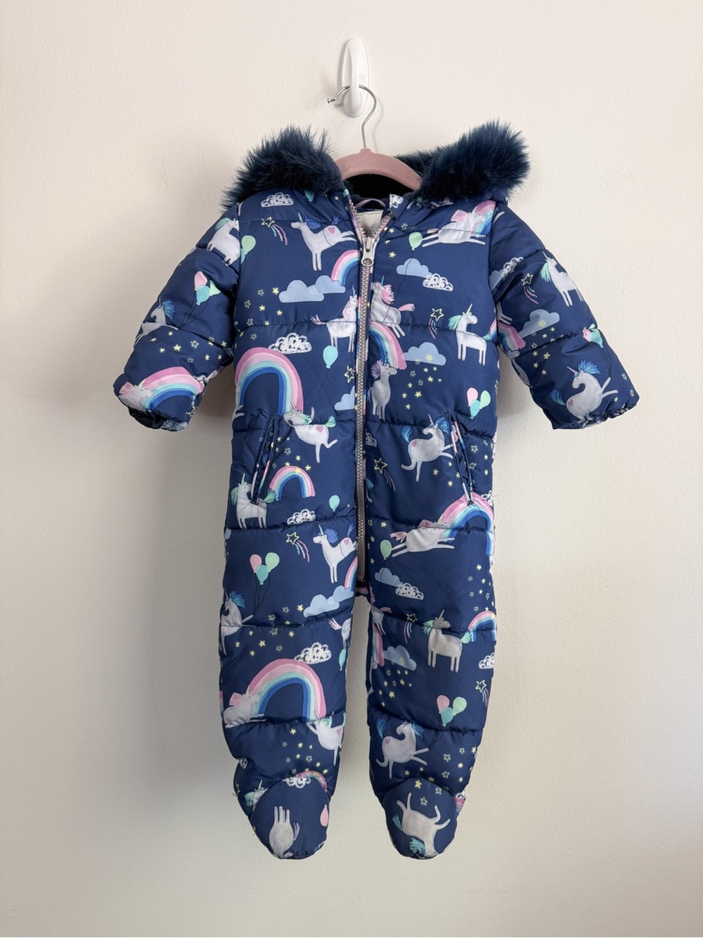 Next Baby Unicorn Print Snowsuit size 9-12 month